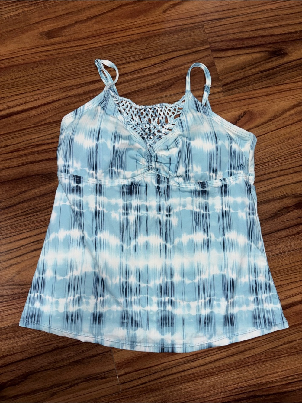 Ambrielle Light Blue Tie-Dye Tankini Top